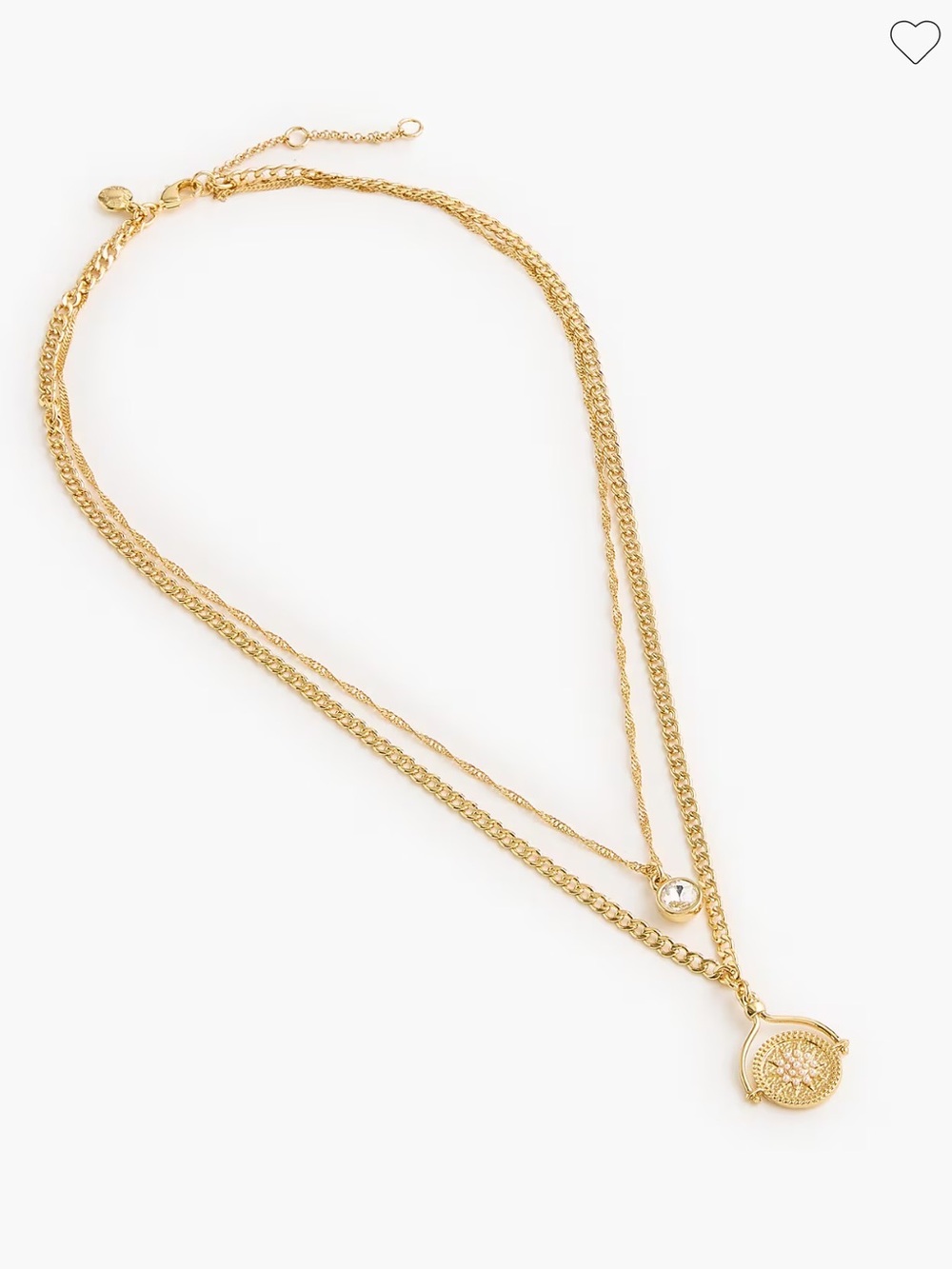 J crew gold Layered crystal charm necklace
